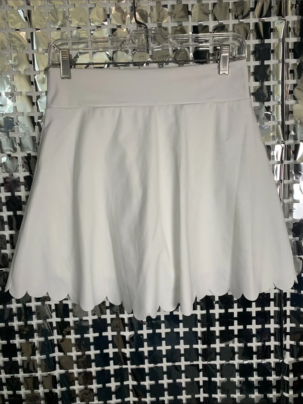 J. Crew White Scalloped Hem Circle Skirt